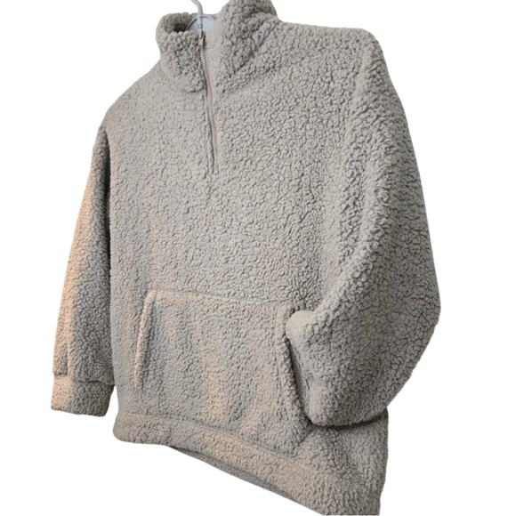 American Eagle Sherpa Fleece Quarter Zip Pullover Beige (Tag S, Fits M/L) - Picture 4 of 10